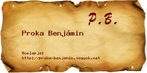 Proka Benjámin névjegykártya